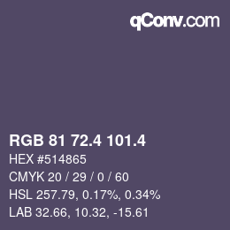 カラーコード: RGB 81 72.4 101.4 | qconv.com