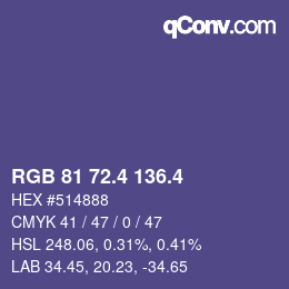 カラーコード: RGB 81 72.4 136.4 | qconv.com