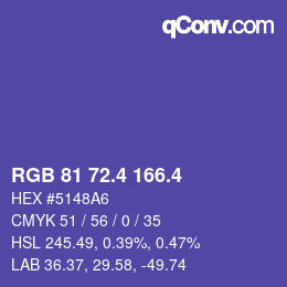 カラーコード: RGB 81 72.4 166.4 | qconv.com