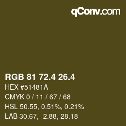 カラーコード: RGB 81 72.4 26.4 | qconv.com