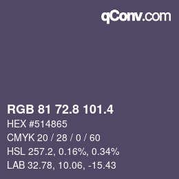 カラーコード: RGB 81 72.8 101.4 | qconv.com