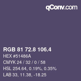 カラーコード: RGB 81 72.8 106.4 | qconv.com