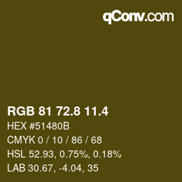 カラーコード: RGB 81 72.8 11.4 | qconv.com
