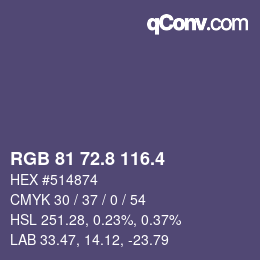 カラーコード: RGB 81 72.8 116.4 | qconv.com