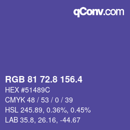 カラーコード: RGB 81 72.8 156.4 | qconv.com