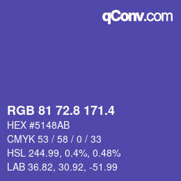 カラーコード: RGB 81 72.8 171.4 | qconv.com