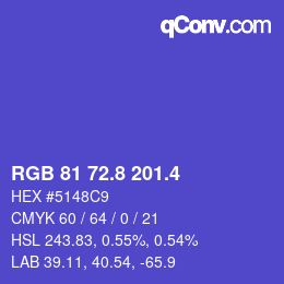 カラーコード: RGB 81 72.8 201.4 | qconv.com