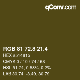 カラーコード: RGB 81 72.8 21.4 | qconv.com