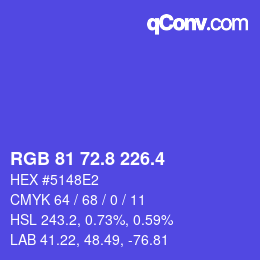 カラーコード: RGB 81 72.8 226.4 | qconv.com