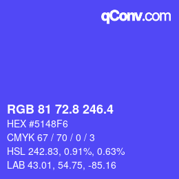 カラーコード: RGB 81 72.8 246.4 | qconv.com