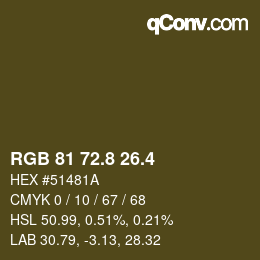 カラーコード: RGB 81 72.8 26.4 | qconv.com