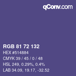 颜色代码: RGB 81 72 132 | qconv.com