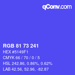Color code: RGB 81 73 241 | qconv.com