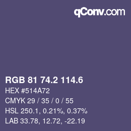 カラーコード: RGB 81 74.2 114.6 | qconv.com