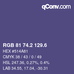 カラーコード: RGB 81 74.2 129.6 | qconv.com
