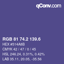 カラーコード: RGB 81 74.2 139.6 | qconv.com
