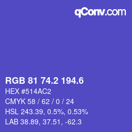 カラーコード: RGB 81 74.2 194.6 | qconv.com