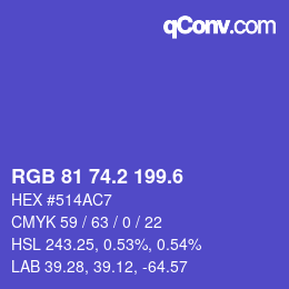 カラーコード: RGB 81 74.2 199.6 | qconv.com