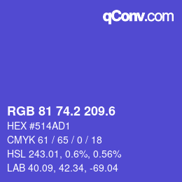 カラーコード: RGB 81 74.2 209.6 | qconv.com