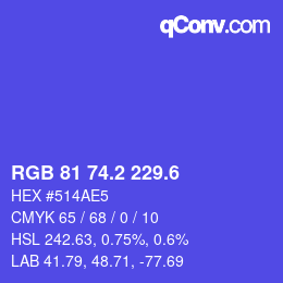 カラーコード: RGB 81 74.2 229.6 | qconv.com