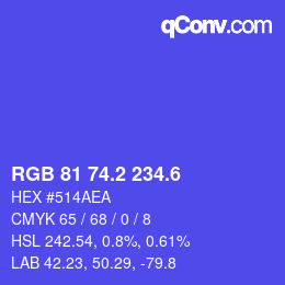カラーコード: RGB 81 74.2 234.6 | qconv.com