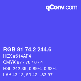 カラーコード: RGB 81 74.2 244.6 | qconv.com