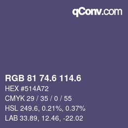 カラーコード: RGB 81 74.6 114.6 | qconv.com