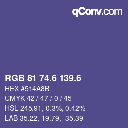 カラーコード: RGB 81 74.6 139.6 | qconv.com