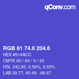 カラーコード: RGB 81 74.6 204.6 | qconv.com