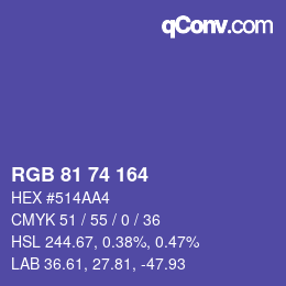颜色代码: RGB 81 74 164 | qconv.com