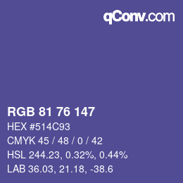 Código de color: RGB 81 76 147 | qconv.com