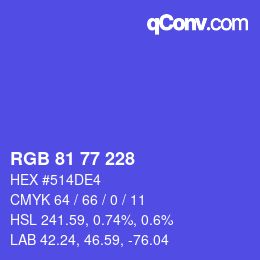 カラーコード: RGB 81 77 228 | qconv.com