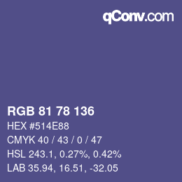 Color code: RGB 81 78 136 | qconv.com