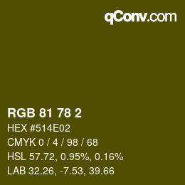 颜色代码: RGB 81 78 2 | qconv.com