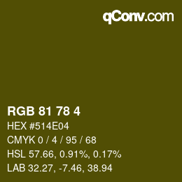 Color code: RGB 81 78 4 | qconv.com