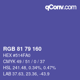カラーコード: RGB 81 79 160 | qconv.com