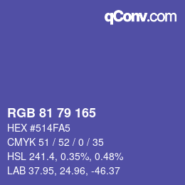 カラーコード: RGB 81 79 165 | qconv.com