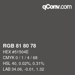 Farbcode: RGB 81 80 78 | qconv.com