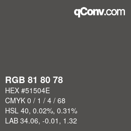 Código de color: RGB 81 80 78 | qconv.com