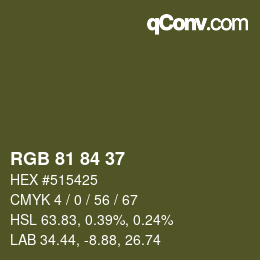 Color code: RGB 81 84 37 | qconv.com
