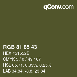 Farbcode: RGB 81 85 43 | qconv.com