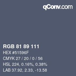 Color code: RGB 81 89 111 | qconv.com