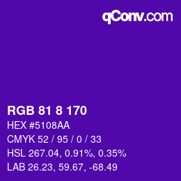 Color code: RGB 81 8 170 | qconv.com