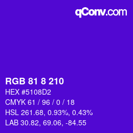 カラーコード: RGB 81 8 210 | qconv.com