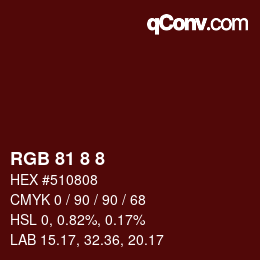 カラーコード: RGB 81 8 8 | qconv.com