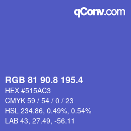カラーコード: RGB 81 90.8 195.4 | qconv.com