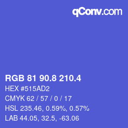 カラーコード: RGB 81 90.8 210.4 | qconv.com