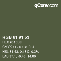 Farbcode: RGB 81 91 63 | qconv.com