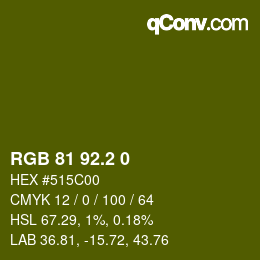 カラーコード: RGB 81 92.2 0 | qconv.com