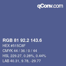 カラーコード: RGB 81 92.2 143.6 | qconv.com